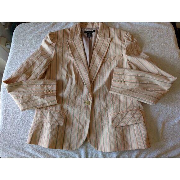 The Apostrophe Stretch Seersucker Fully Lined Blazer Jacket   Sz 16 - Picture 7 of 9